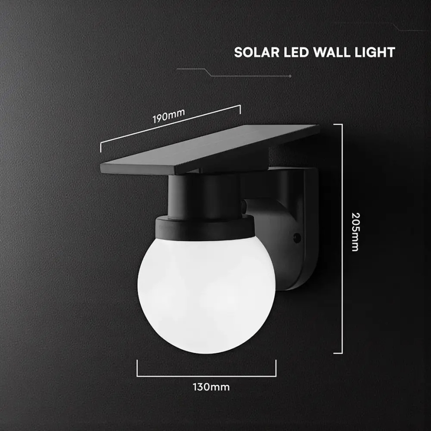 LED zonnewandlamp LED/3,7V 3000/4000/6400K IP54 1800 mAh zwart + afstandsbediening