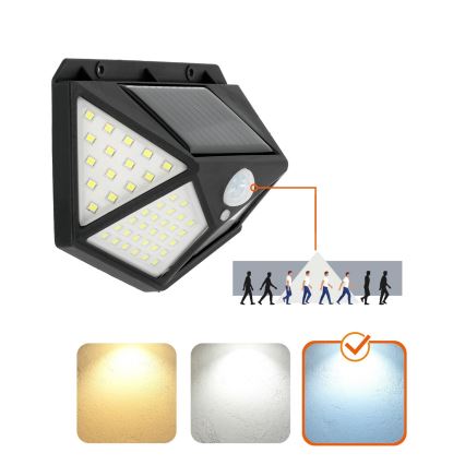 LED Solar Wandlamp met sensor LED/1W/3,7V 6500K IP44 1200 mAh