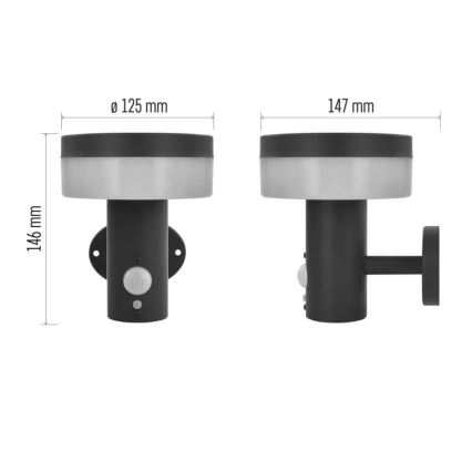 LED Solar Wandlamp met sensor LED/2W/3,7V 1200 mAh IP44