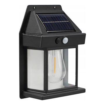 LED zonne-wandlamp met sensor LED/3,7V 600 mAh IP44 zwart