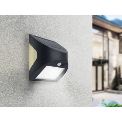 LED zonne-wandlamp met sensor LED/3W/3,7V 3000/4000K 1200 mAh IP54 zwart