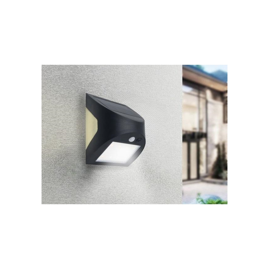 LED zonne-wandlamp met sensor LED/3W/3,7V 3000/4000K 1200 mAh IP54 zwart