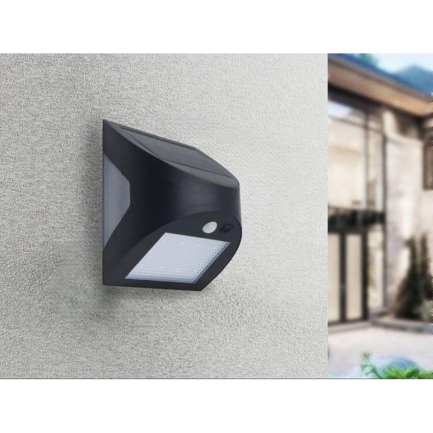 LED zonne-wandlamp met sensor LED/3W/3,7V 3000/4000K 1200 mAh IP54 zwart