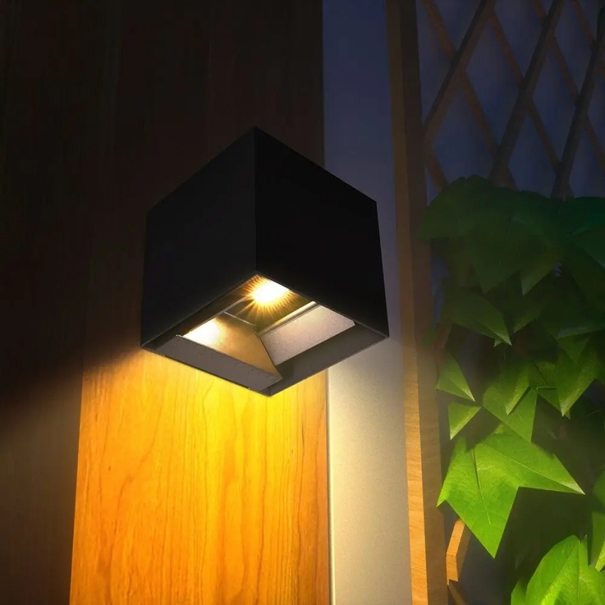 LED zonne-wandlamp met sensor LED/9W/3,7V 3000/4000/5000K IP65 2600 mAh zwart