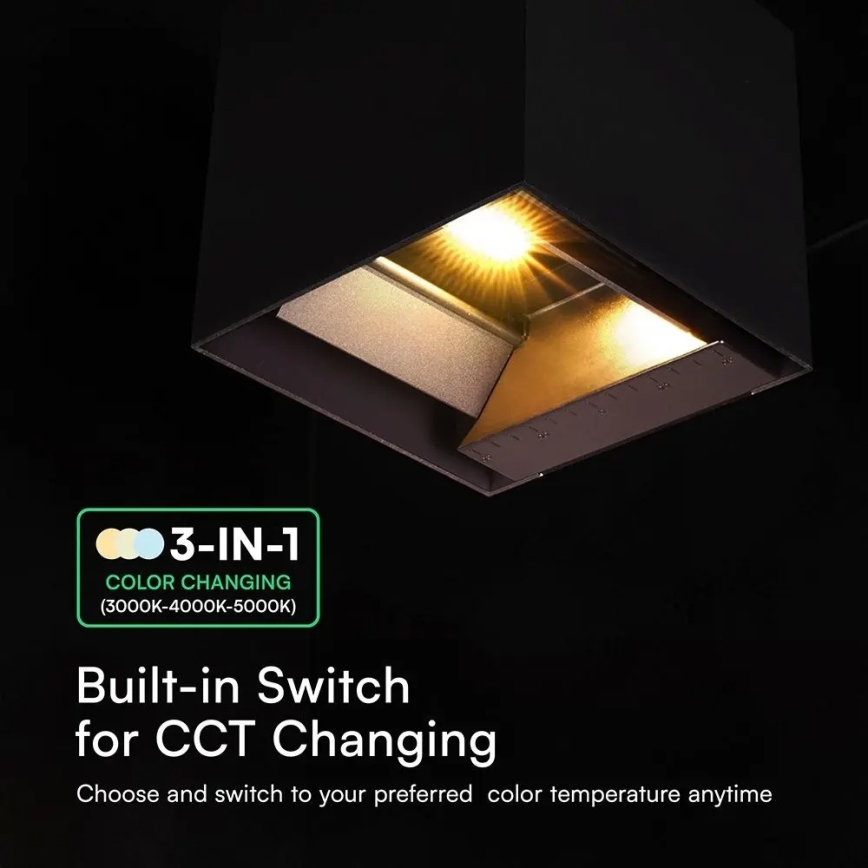 LED zonne-wandlamp met sensor LED/9W/3,7V 3000/4000/5000K IP65 2600 mAh zwart