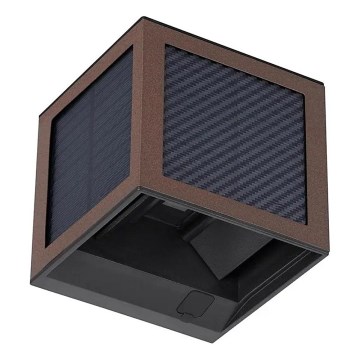 LED-zonne-wandlamp met sensor LED/9W/3,7V 3000/4000/6000K IP65 2600 mAh bruin