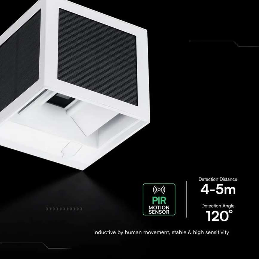 LED zonne-wandlamp met sensor LED/9W/3,7V 3000/4000/6000K IP65 2600 mAh wit