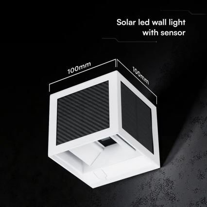 LED zonne-wandlamp met sensor LED/9W/3,7V 3000/4000/6000K IP65 2600 mAh wit