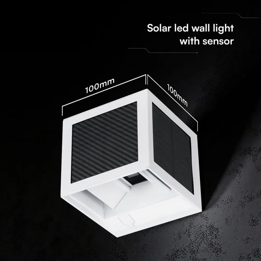 LED zonne-wandlamp met sensor LED/9W/3,7V 3000/4000/6000K IP65 2600 mAh wit