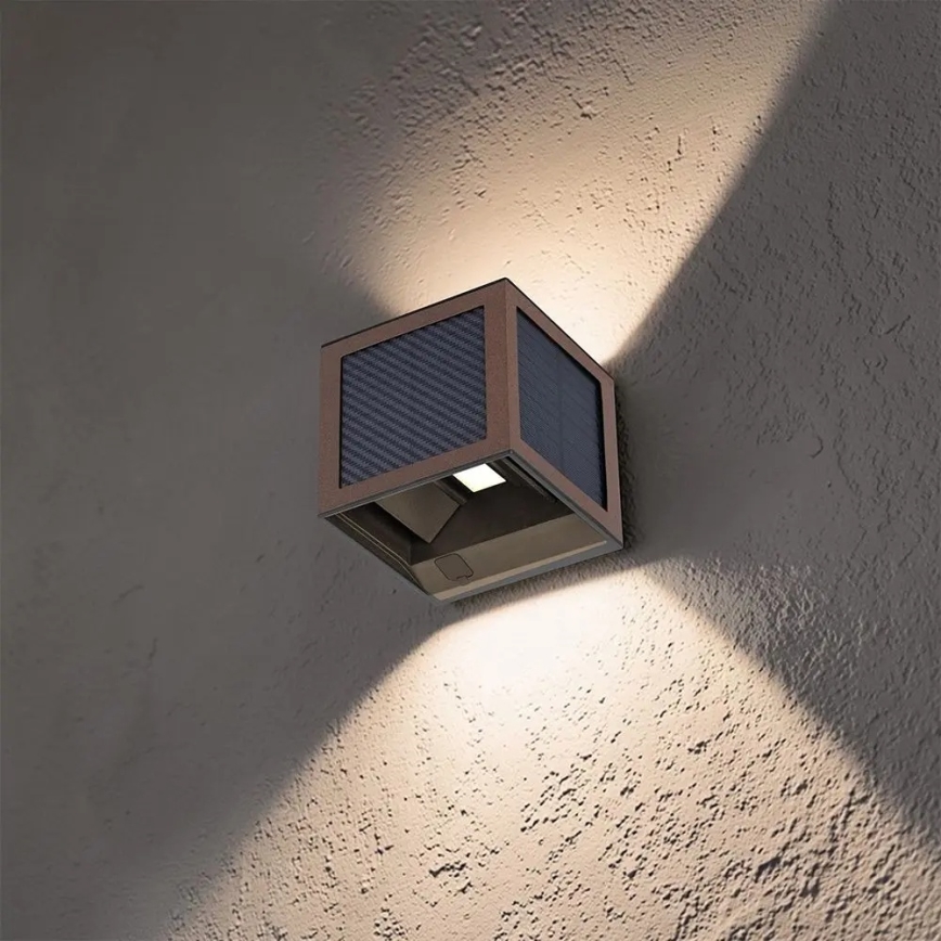 LED-zonne-wandlamp met sensor LED/9W/3,7V 3000/4000/6000K IP65 2600 mAh bruin