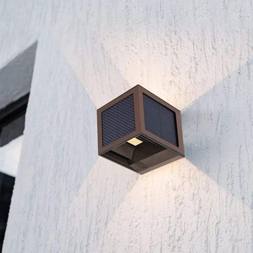 LED-zonne-wandlamp met sensor LED/9W/3,7V 3000/4000/6000K IP65 2600 mAh bruin