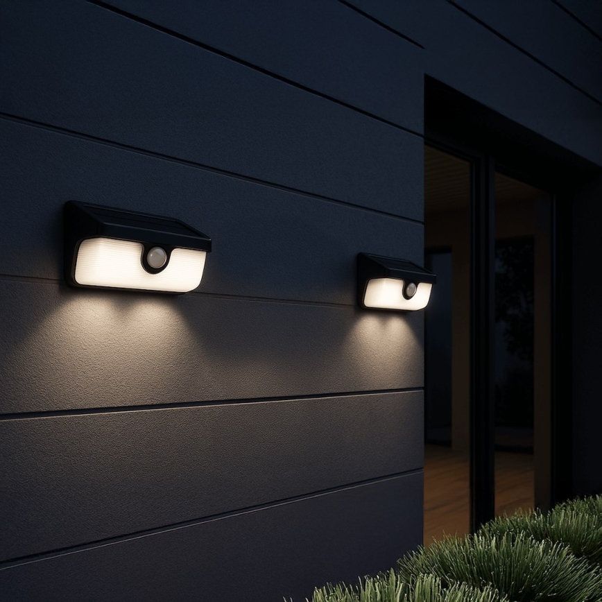 LED zonne-wandlamp met sensor LINK LED/5W/3,7V 2000 mAh IP65 zwart