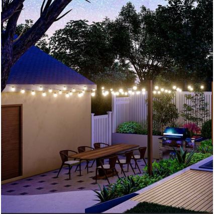 LED Zonnelichtsnoer 10xLED/0,5/4,5V 12 m 3000K IP44 1200 mAh + afstandsbediening