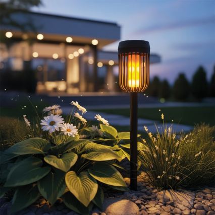 LED-zonnelamp FLAME LED/1,2V 100 mAh 1800K 37 cm IP44 zwart