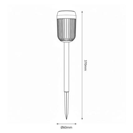 LED-zonnelamp FLAME LED/1,2V 100 mAh 1800K 37 cm IP44 zwart