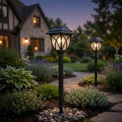 LED-zonnelamp LAWN LED/1,2V 100 mAh 3000K 44 cm IP44 zwart