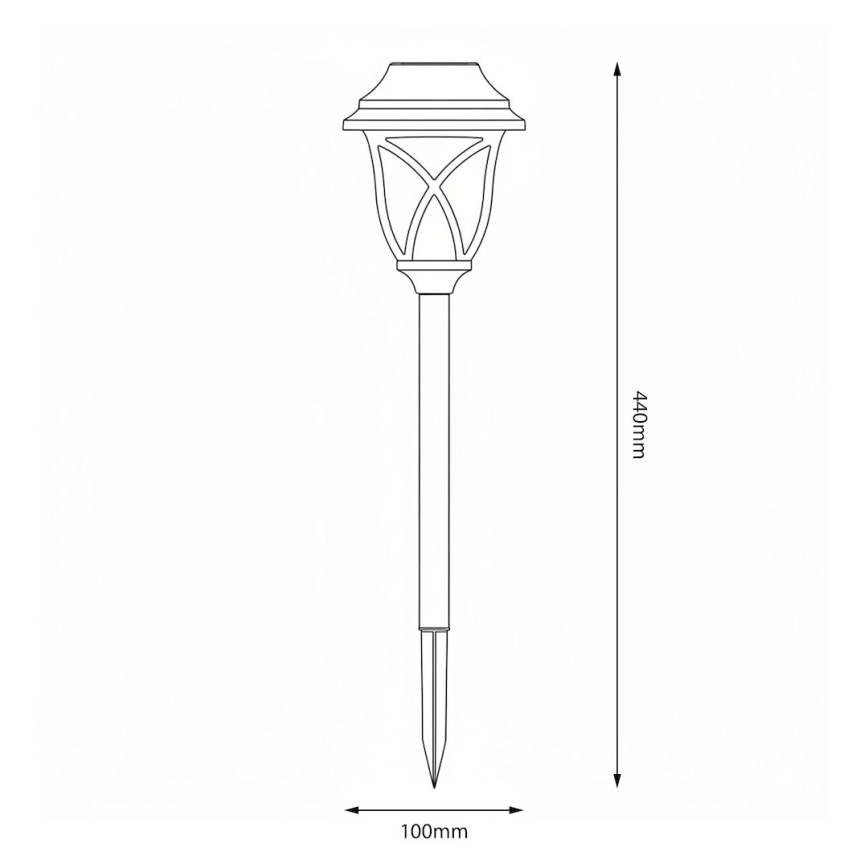 LED-zonnelamp LAWN LED/1,2V 100 mAh 3000K 44 cm IP44 zwart