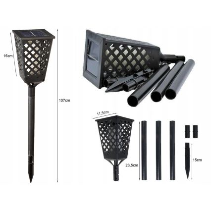 LED-zonnelamp met sensor LED/0,6W/5,5V IP65 2000 mAh 107 cm zwart