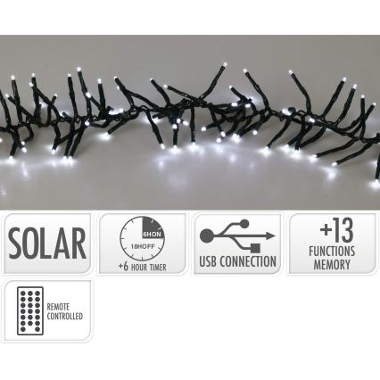 LED zonne-lichtsnoer 768xLED/3,7V/13 functies 1200 mAh 8,6 m IP44 koud wit + afstandsbediening