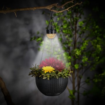 LED zonneverlichting met bloempot LED/1,2V 400 mAh IP44 zwart