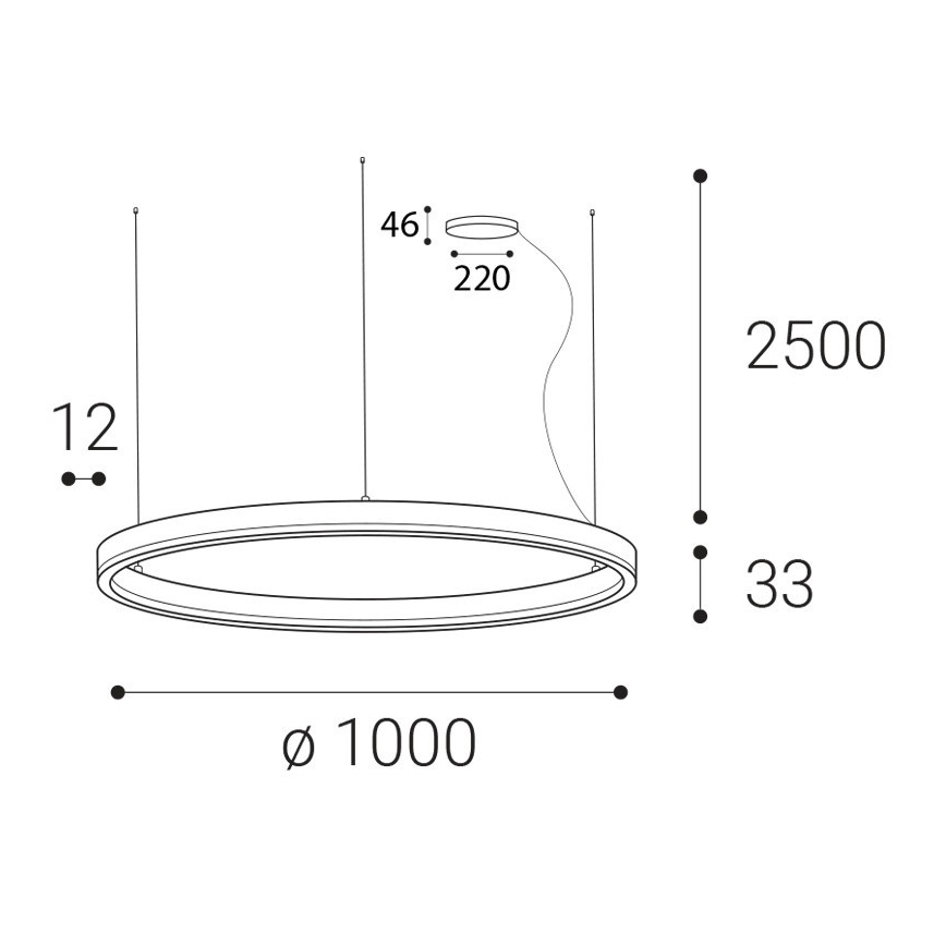 LED2 - Dimbare LED hanglamp aan een koord CIRCLE LED/80W/230V 3000K/4000K diameter 100 cm wit
