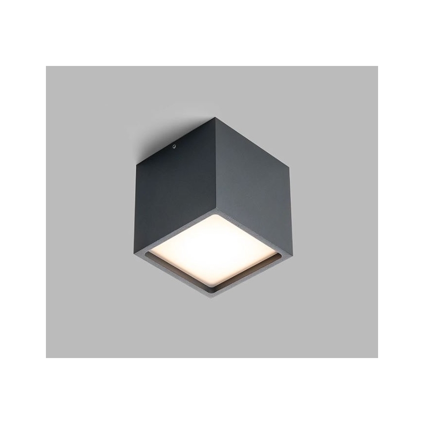 LED2 - LED Antraciete Buiten plafondlamp CUBE LED / 12W / 230V IP54