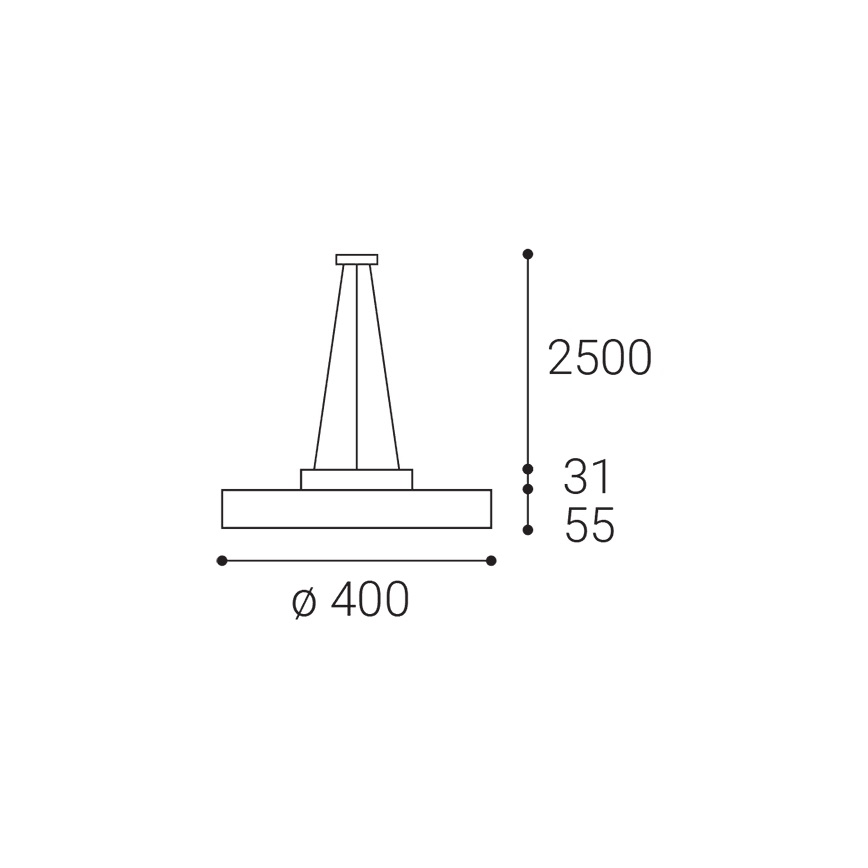 LED2 - LED Hanglamp aan een koord ROTO LED/48W/230V 2700K/3300K/4000K IP40 zwart diameter 40 cm