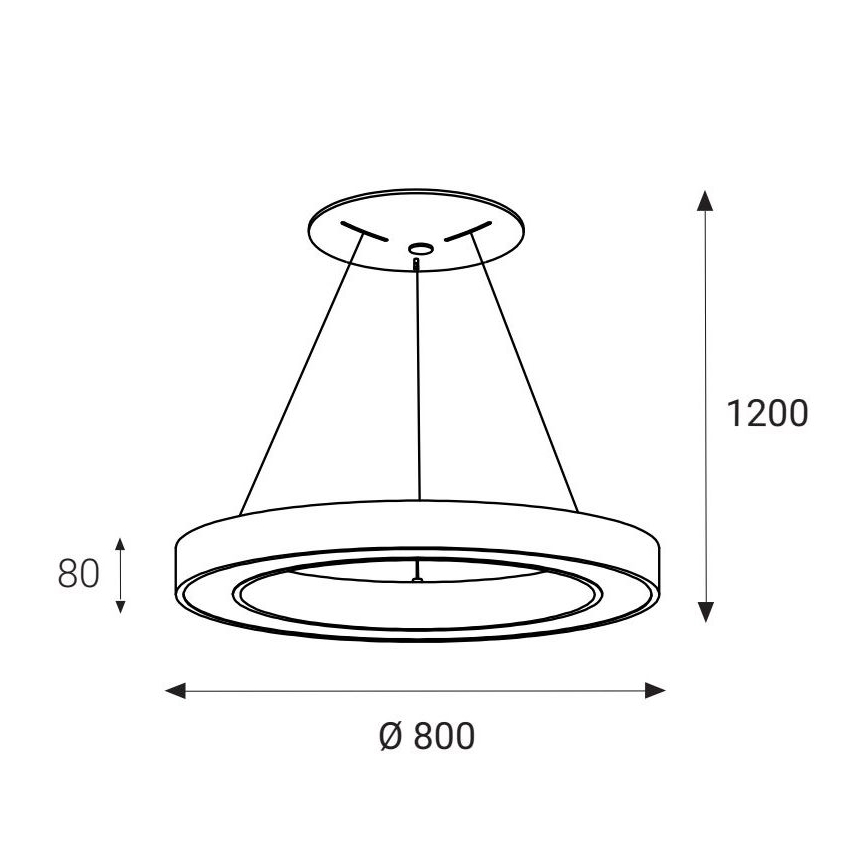 LED2 - LED Hanglamp aan een koord SATURN LED/80W/230V 3000K diameter 80 cm zwart