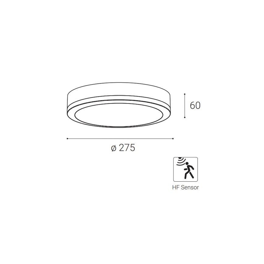 LED2 - LED Plafond Lamp voor buiten met Sensor KERY LED/18W/230V IP65 zwart