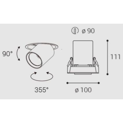 LED2 - LED suspended plafond lamp HIDE LED/20W/230V CRI 90 zwart