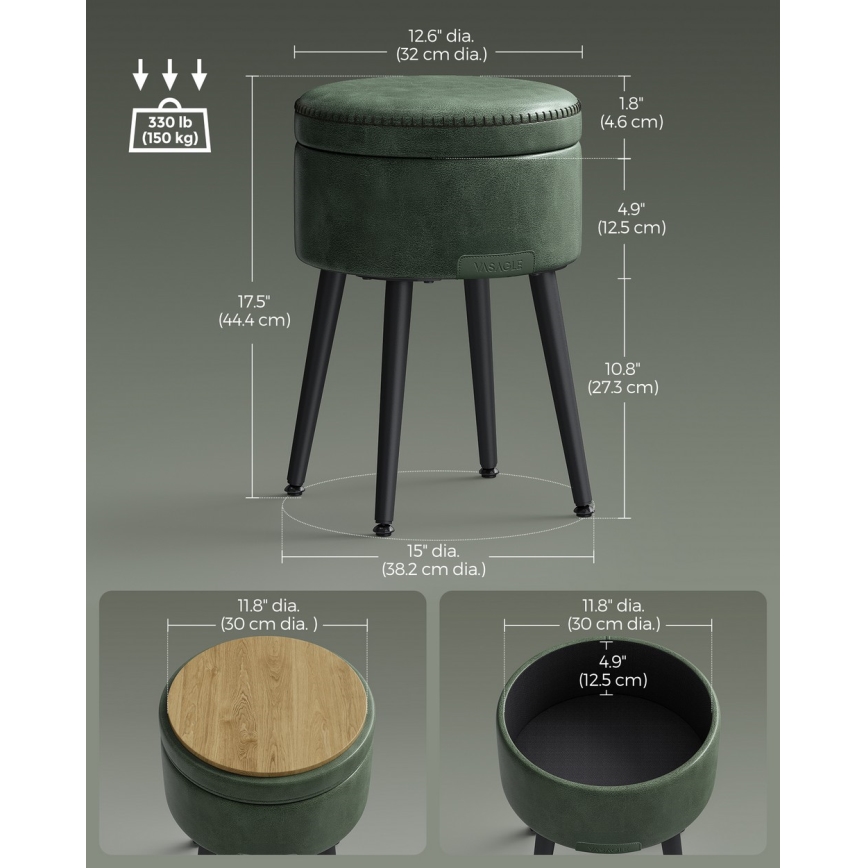 Lederen poef CORE groen