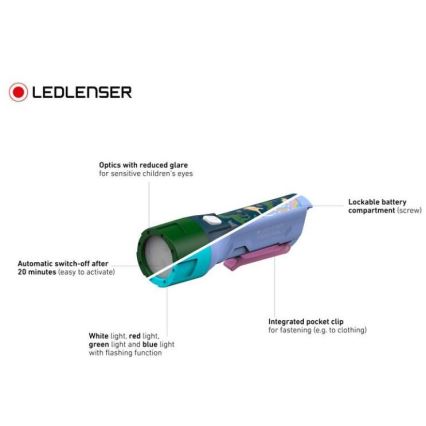Ledlenser KIDBEAM4 RAINBOW - dimbare LED-kinderzaklamp LED/2xAAA IP44 paars