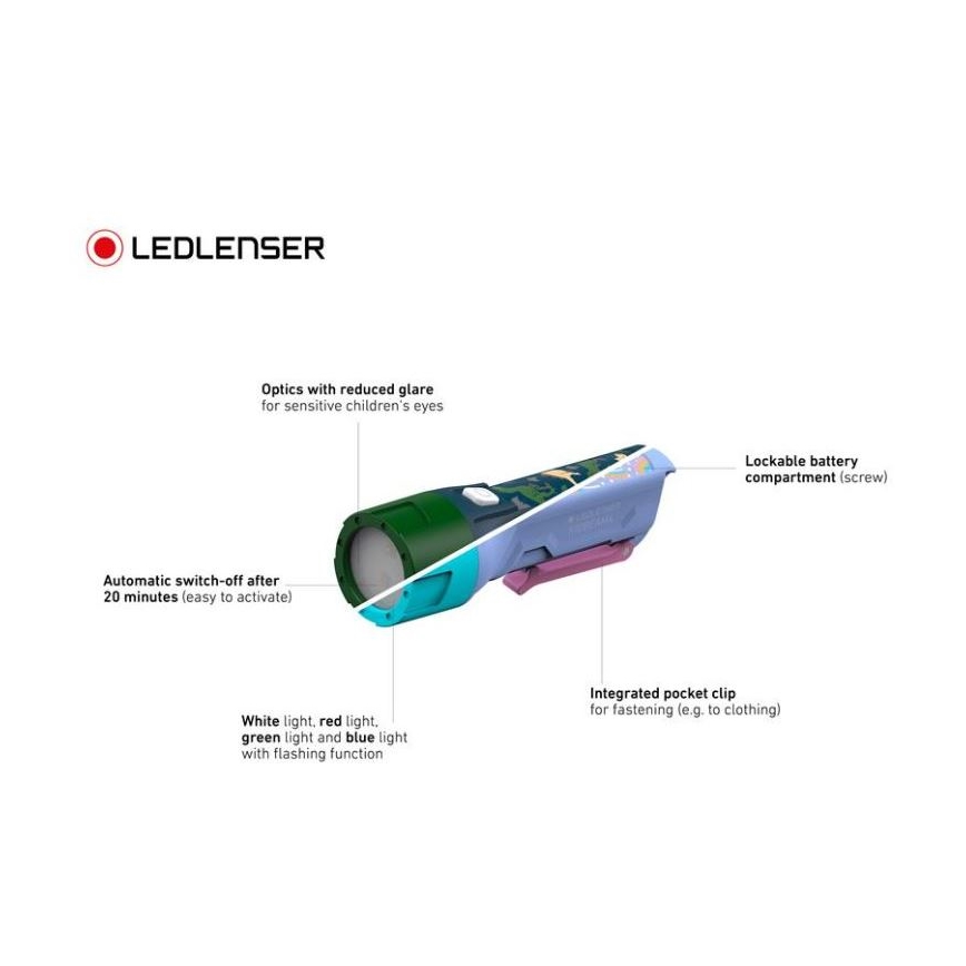 Ledlenser KIDBEAM4 RAINBOW - dimbare LED-kinderzaklamp LED/2xAAA IP44 paars