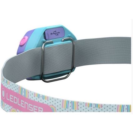 Ledlenser KIDLED4R RAINBOW - dimbare oplaadbare kinderhoofdlamp LED/280 mAh IPX4 40 lm 18 h paars