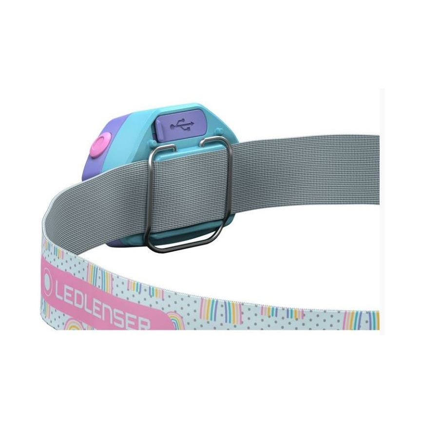 Ledlenser KIDLED4R RAINBOW - dimbare oplaadbare kinderhoofdlamp LED/280 mAh IPX4 40 lm 18 h paars