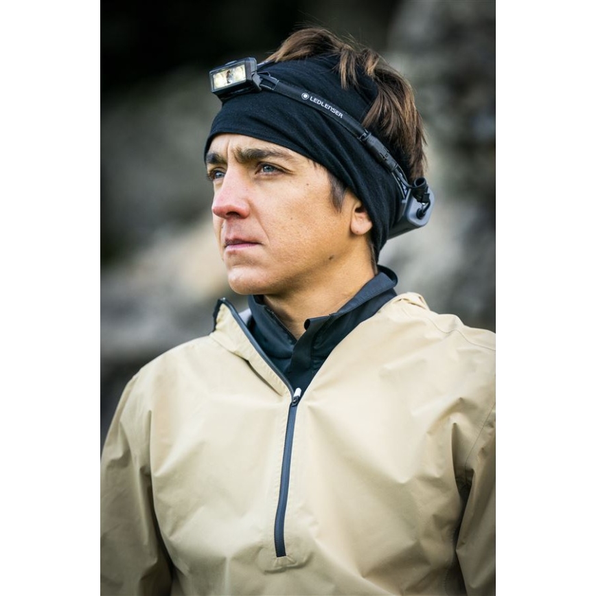 Ledlenser NEO9R - dimbare oplaadbare LED-hoofdlamp met 5000 mAh batterij, IP54, 1200 lm, 120 uur brandduur, zwart/grijs