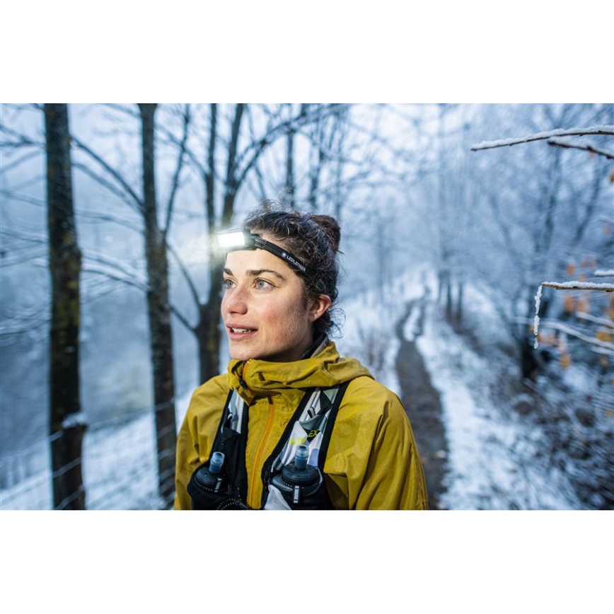 Ledlenser NEO9R - dimbare oplaadbare LED-hoofdlamp met 5000 mAh batterij, IP54, 1200 lm, 120 uur brandduur, zwart/grijs