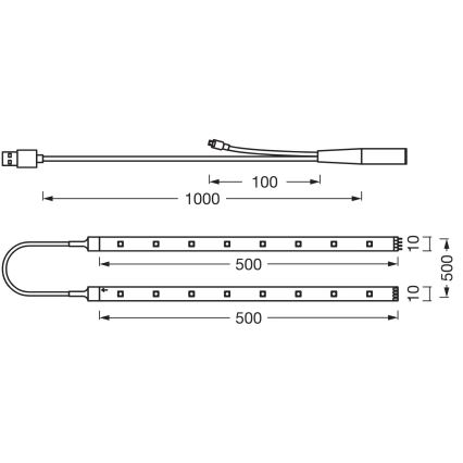 Ledvance - Dimbare RGB LED-strip FLEX TV MOOD 1 m LED/4 W/5 V + afstandsbediening