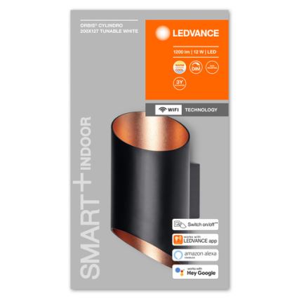 Ledvance - Dimbare LED Wand Lamp SMART+ CYLINDRO LED/12W/230V 3000-6500K Wi-Fi zwart