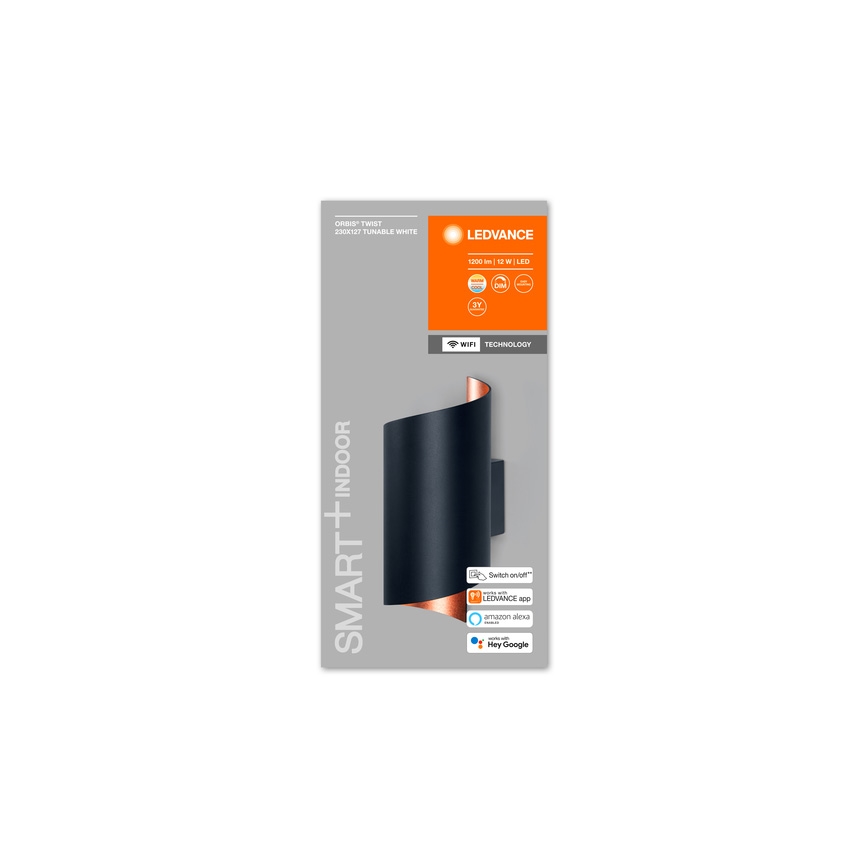 Ledvance - Dimbare LED Wand Lamp SMART+ TWIST LED/12W/230V 3000-6500K Wi-Fi zwart