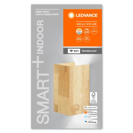 Ledvance - Dimbare LED Wand Lamp SMART+ WOOD LED/12W/230V 3000-6500K Wi-Fi