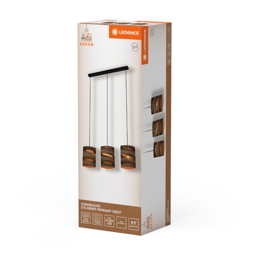 Ledvance - Hanglamp aan een koord DECOR CARDBOARD 3xE27/15W/230V