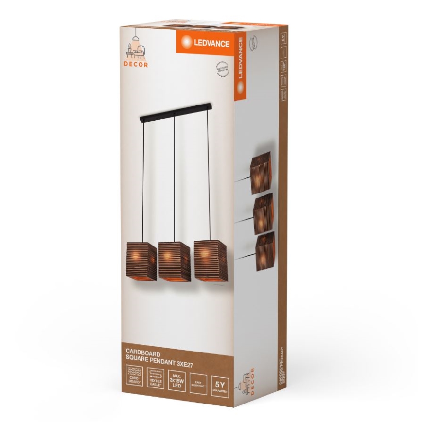 Ledvance - Hanglamp aan een koord DECOR CARDBOARD 3xE27/15W/230V