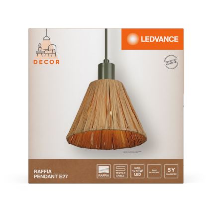 Ledvance - Hanglamp aan een koord DECOR RAFFIA 1xE27/15W/230V