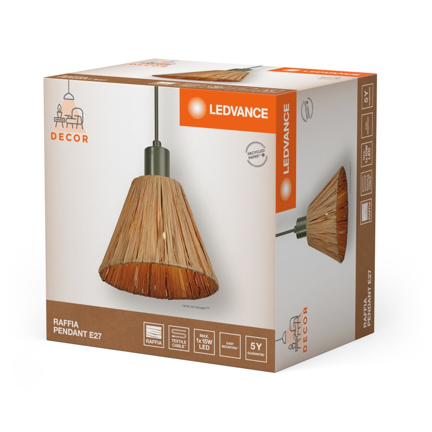 Ledvance - Hanglamp aan een koord DECOR RAFFIA 1xE27/15W/230V