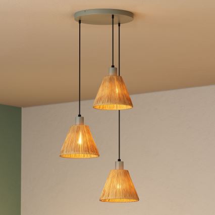 Ledvance - Hanglamp aan een koord DECOR RAFFIA 3xE27/15W/230V raffia bast