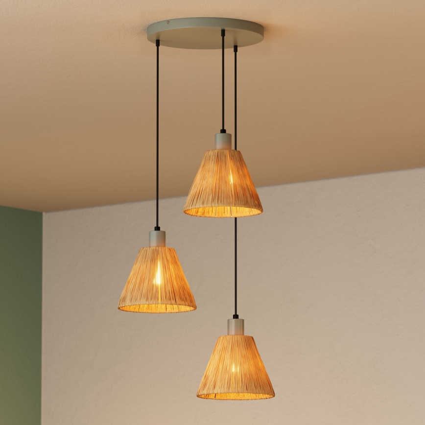 Ledvance - Hanglamp aan een koord DECOR RAFFIA 3xE27/15W/230V raffia bast