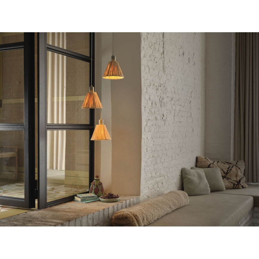 Ledvance - Hanglamp aan een koord DECOR RAFFIA 3xE27/15W/230V raffia bast