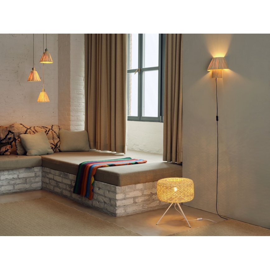 Ledvance - Hanglamp aan een koord DECOR RAFFIA 3xE27/15W/230V raffia bast