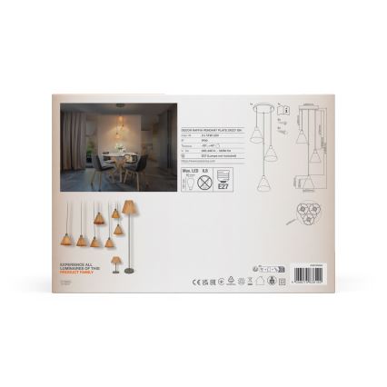 Ledvance - Hanglamp aan een koord DECOR RAFFIA 3xE27/15W/230V raffia bast